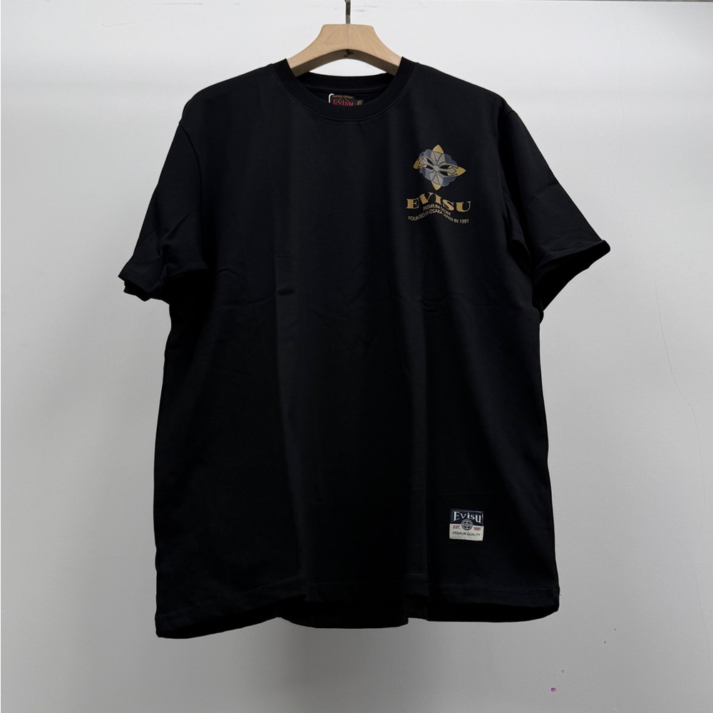 Evisu Black Graphic Logo Short Sleeve Tee